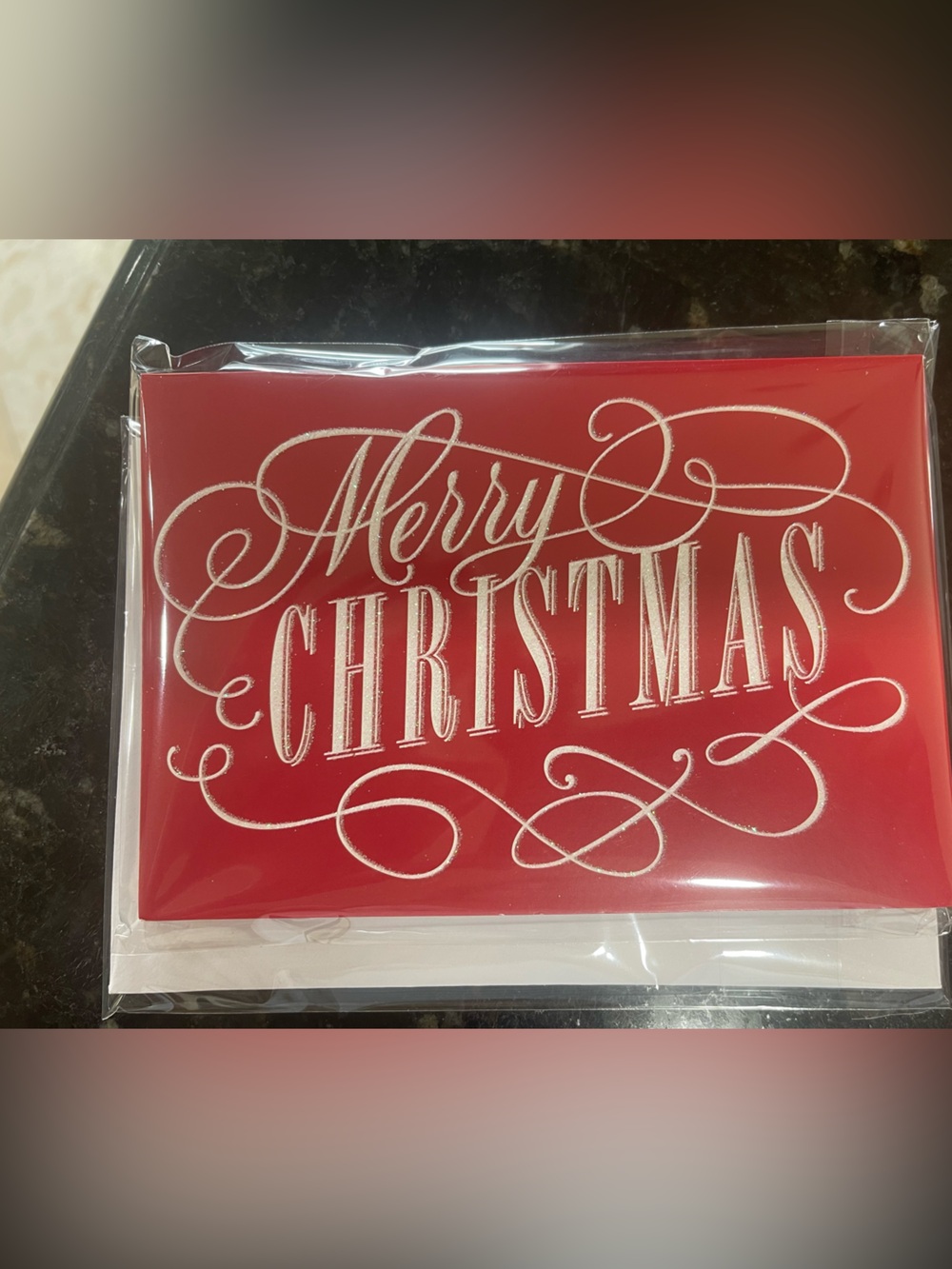 Hallmark Red Merry Christmas Card with Silver Script 11 cards w/envelopes